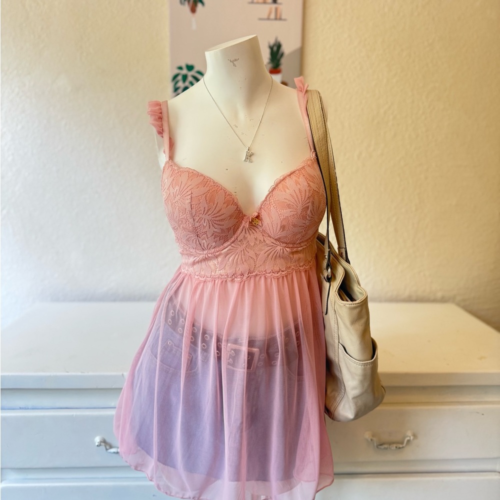 Daisy Fuentes Pink Chemise with Lace Detail